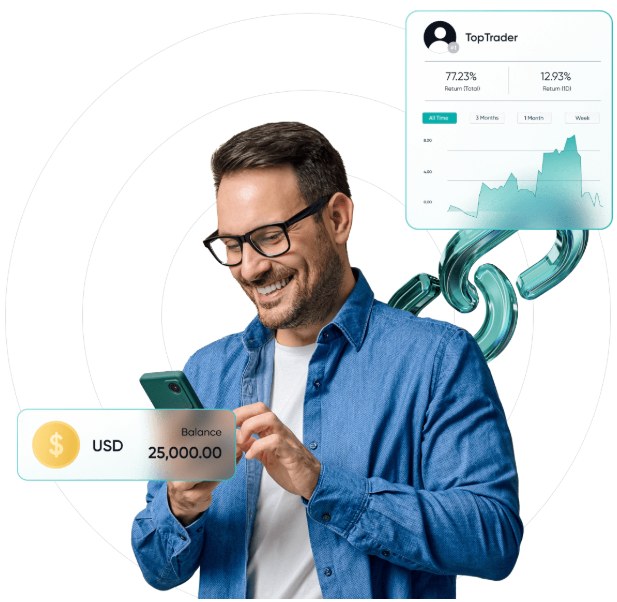 Trader consultando su saldo de Beta-Crpx en el teléfono